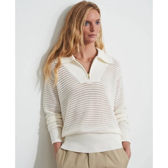 Varley Sweaters - Varley Cole Knit Mesh Polo Sweater Sz Small